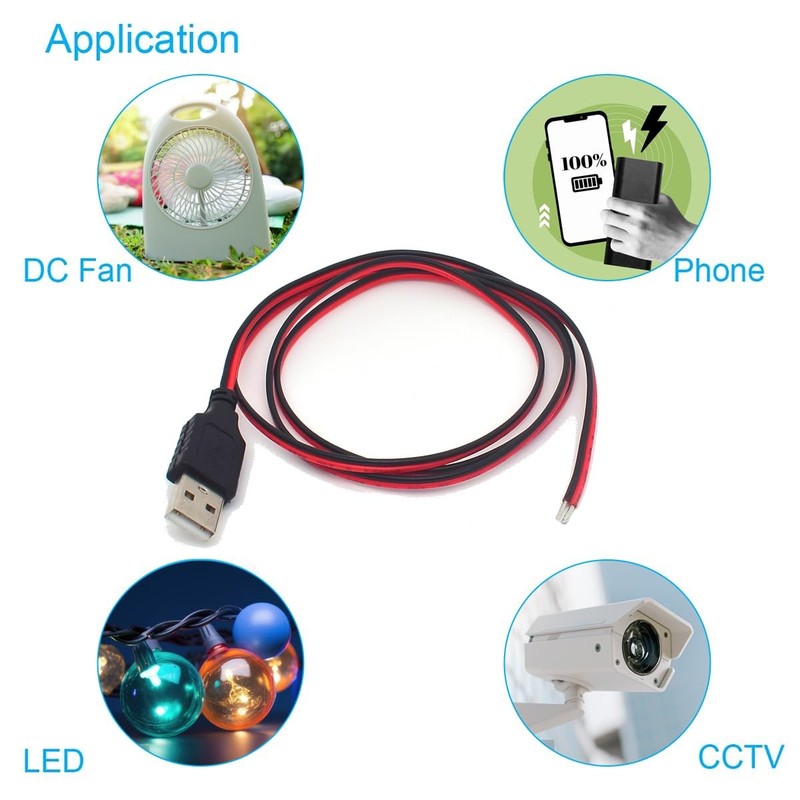 1M/3.3FT Single 20AWG USB Pigtail 2 Wire,USB 2.0 Plug to 2Pin Bare Wire Open ... gallery