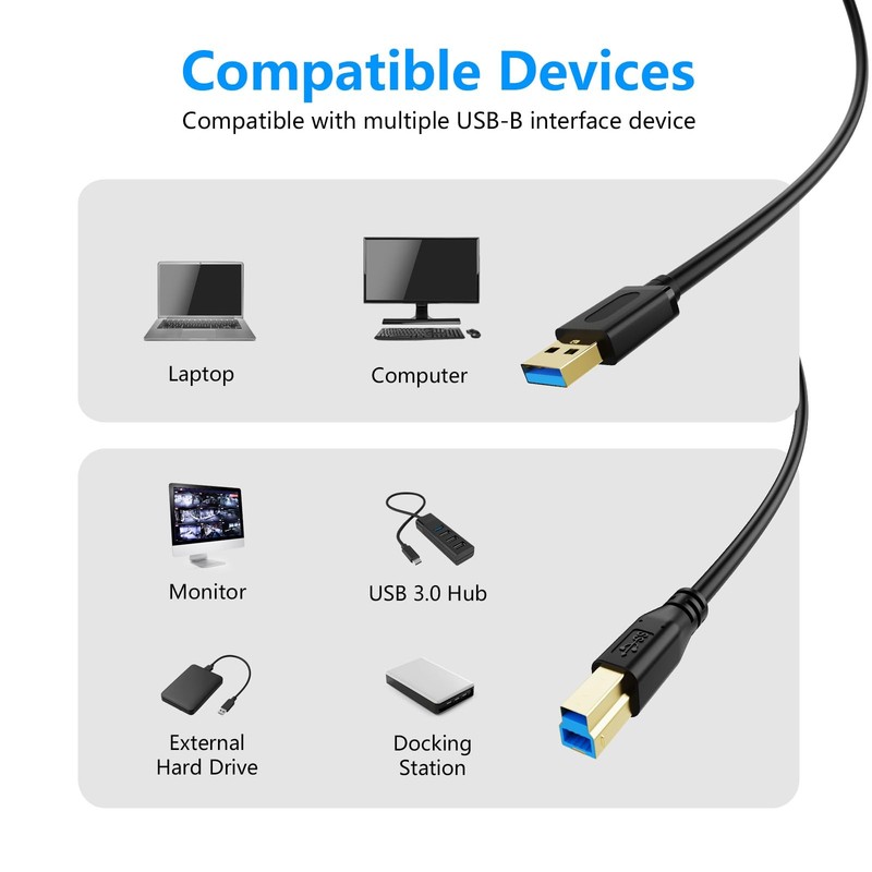USB 3.0 Cable a to B 3Ft, Superspeed USB 3.0 A-B Cable - for Scanner, Printers, gallery