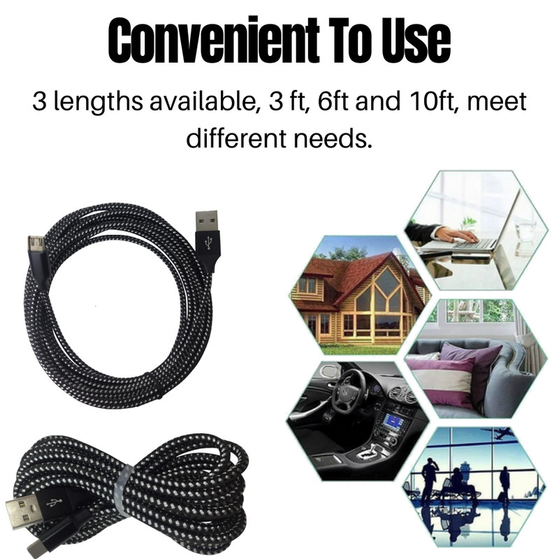 1/2/3Pack 10Ft Micro USB Charger Cable For Samsung Android Google Charging Cord gallery