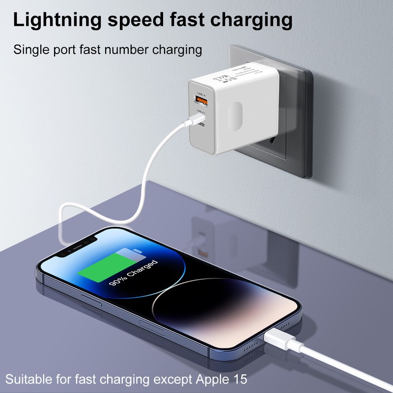 3Pcs PD 120W Fast Charger Adapter USB C Wall Power Dual Ports For iPhone Samsung gallery