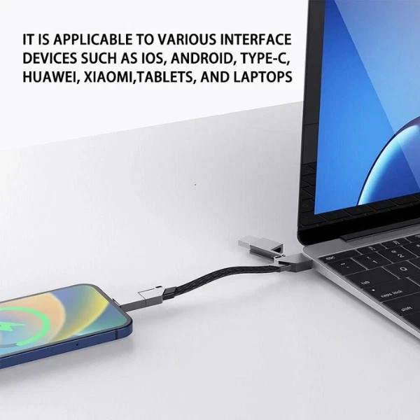 4-in-1 60W USB-C Fast Charging Keychain Cable: Data Sync for Phone Tablet Y3ND. gallery
