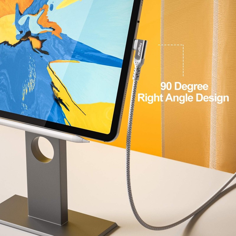 100W USB C to USB C 90 Degree Cable 10ft - Fast Charging & 10Gbps Data Transfer gallery