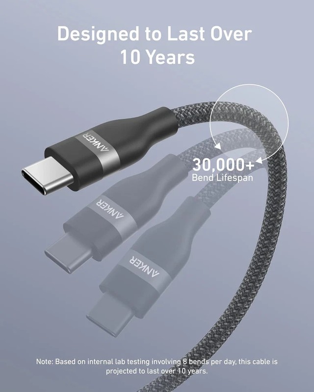 Anker Nano USB C Cable Softline, 240W 3FT Flexible Multi-Color Braided Cord, Fas gallery