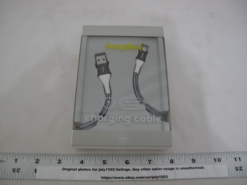 (1) NEW Heyday 4ft Charging Cable - Micro USB for Android - BLACK & WHITE (ob) gallery