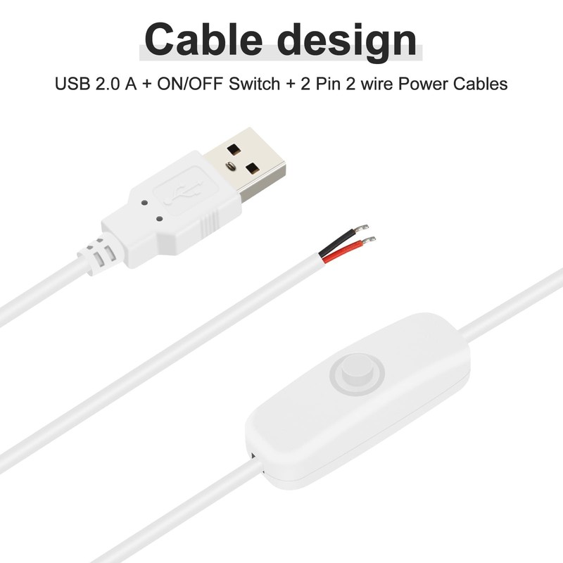 2Pcs 5.58FT 5V USB Switch Extension Cable, USB 2.0 A Plug and 2 Pin 2 Wire Po... gallery