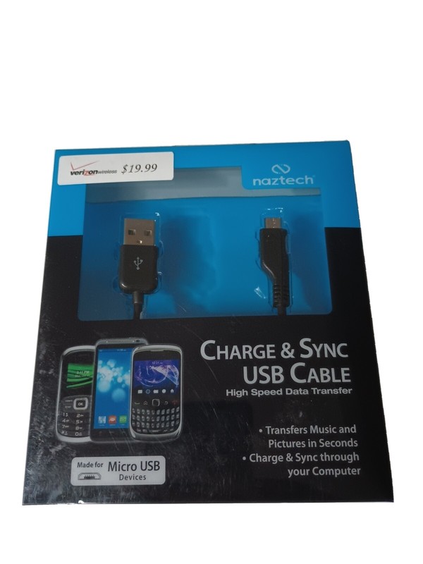 Naztech Charge and Sync USB Cable for Micro USB Devices NEW 🆓 Shipping