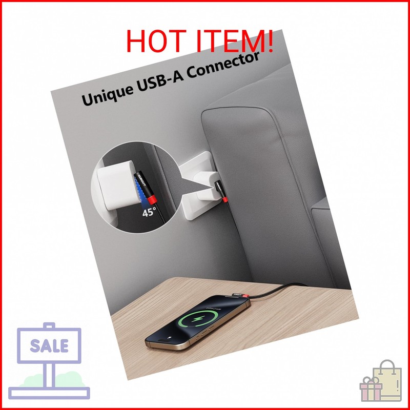 SUNGUY Right Angle USB C to A Cable 2Pack [1FT/0.3m] 18W Short 90 Degree USB 2.0 gallery