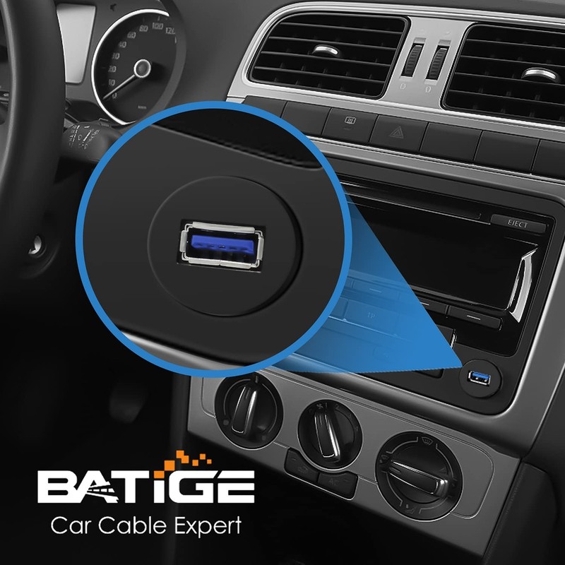 BATIGE Single Port USB 3.0 Male to Female AUX Car Mount Flush Cable 1ft gallery