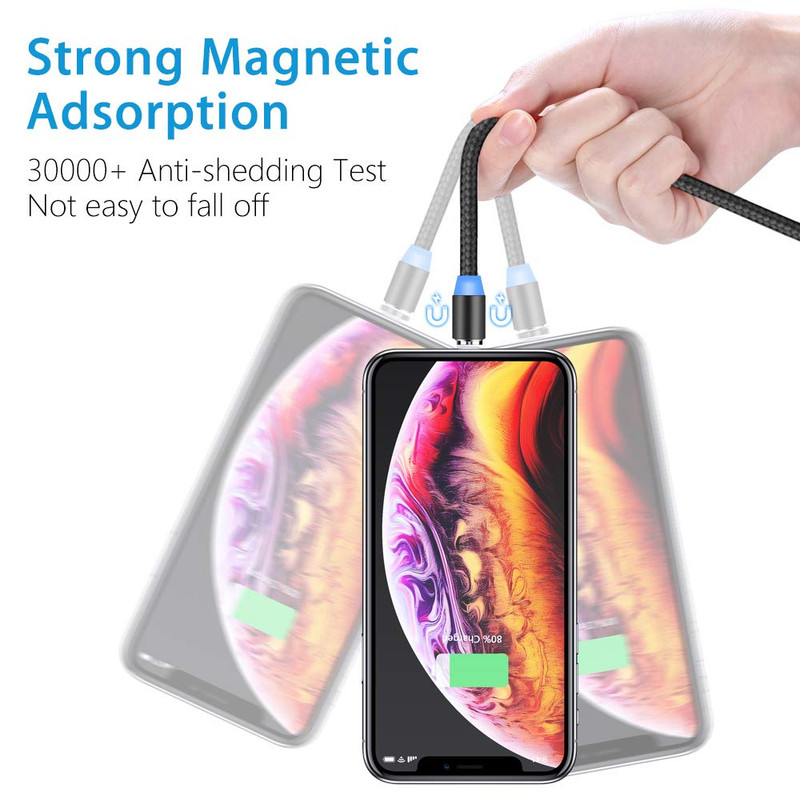 Magnetic Charging Cable 6-Pack [1Ft/3Ft/3Ft/6Ft/6Ft/10Ft], 3 in 1 Nylon Braided gallery