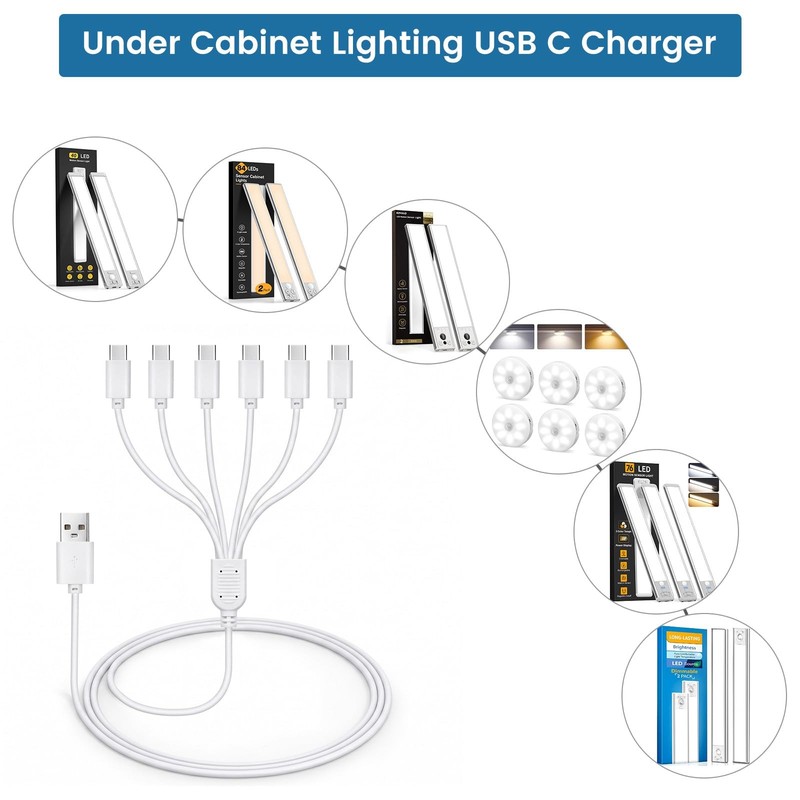 USB Charger Cable for Rechargeable Under Cabinet Lighting, Motion Light Charg... gallery