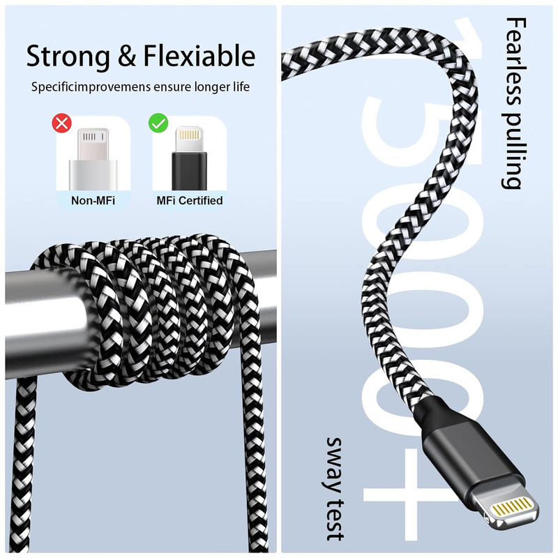 3 Pack Iphone Charger 10 FT Apple Mfi Certified Fast Charging Lightning Cable... gallery