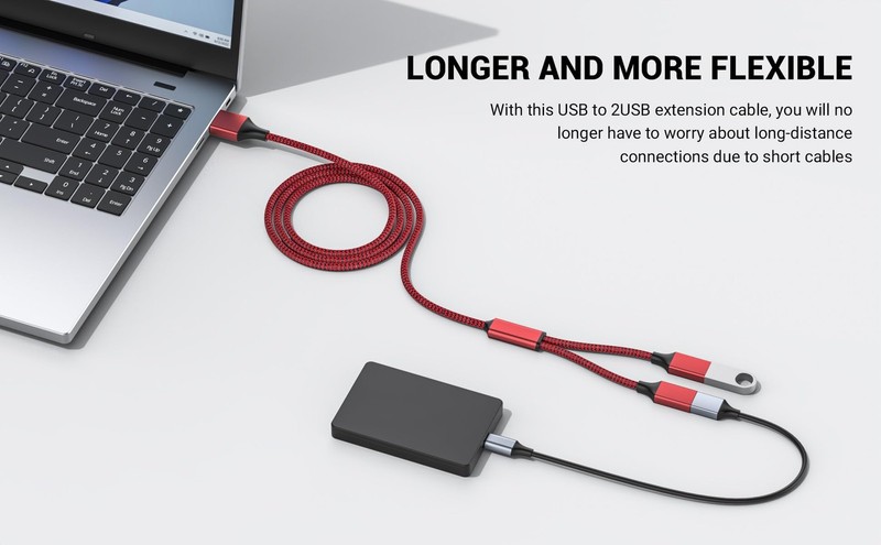 POHFP 6.6FT USB Splitter 2 in 1 Out, A to 2 Female Extension Cable Charging a... gallery