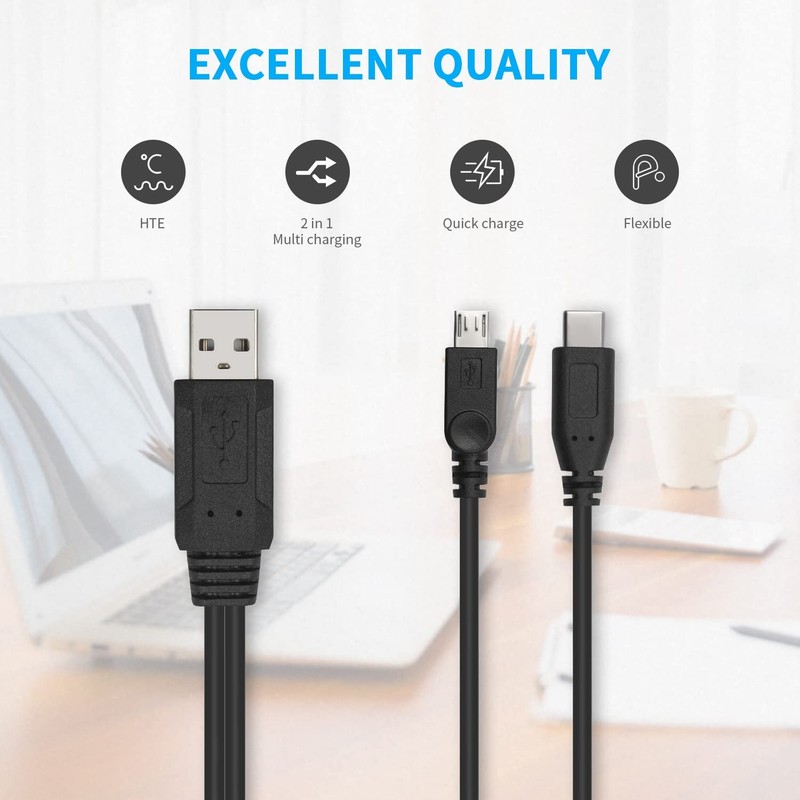 Multi Charging Cable, Multifunction 2 in 1 Charging Cable, USB 2.0 A to USB T... gallery