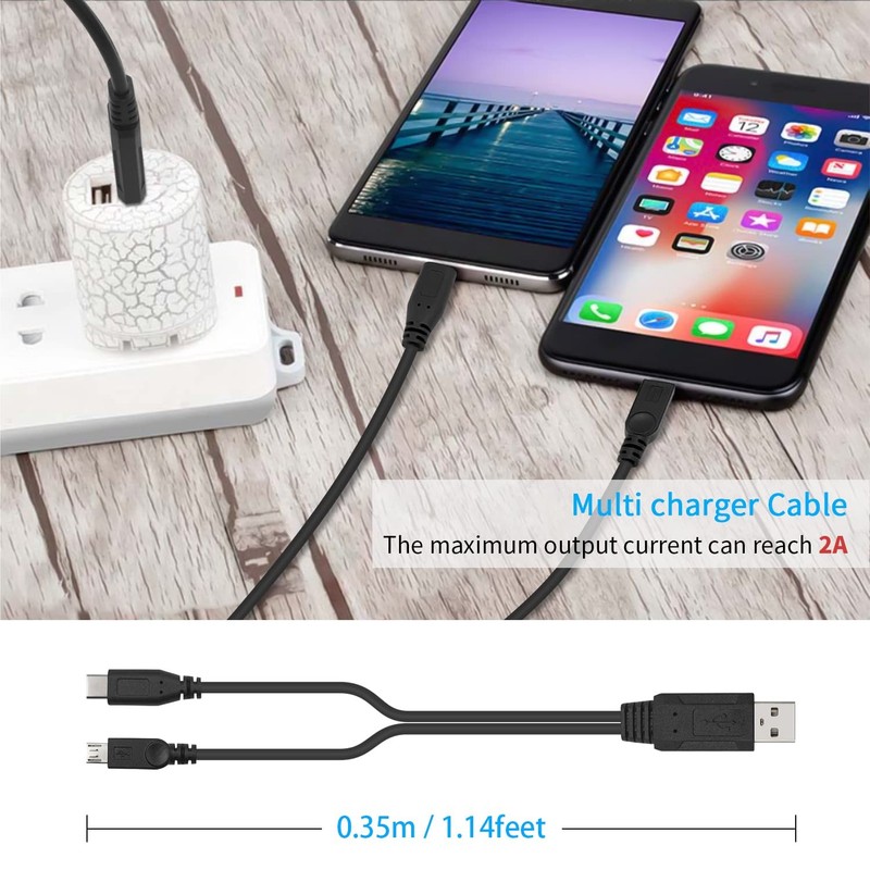 Multi Charging Cable, Multifunction 2 in 1 Charging Cable, USB 2.0 A to USB T... gallery
