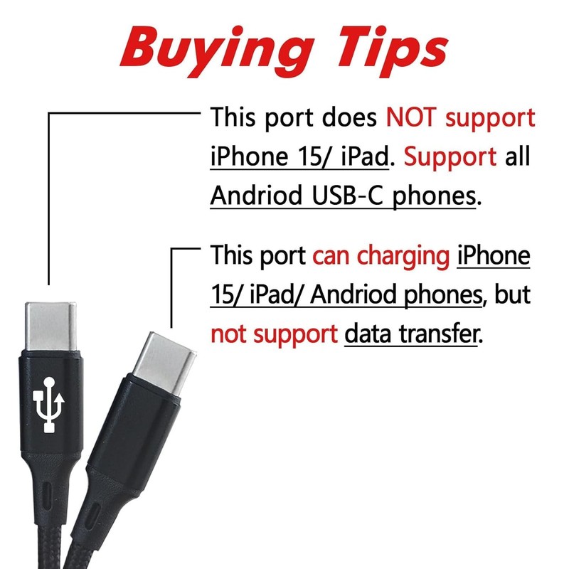 Dual USB-C Splitter Charge Cable, 6.6ft 2Pack,Power up to 2 USB C Devices at ... gallery