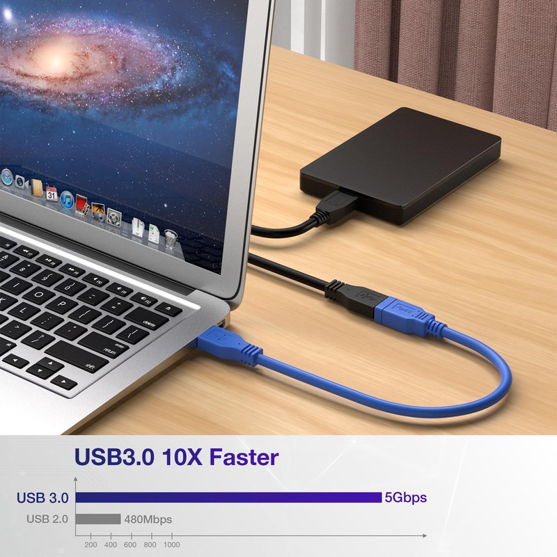 2 PCS Short USB 3.0 Extension Cable USBA Extender Male To Female 5Gbps 1FT gallery