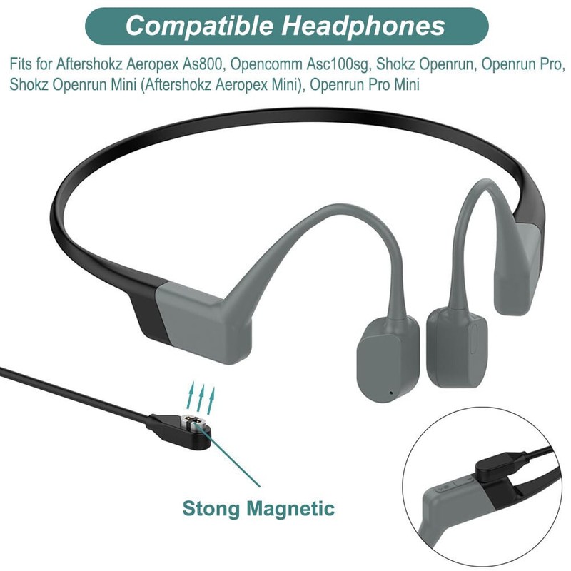 USB Magnetic Charging Cable for After-Shokz Aeropex Open Run/Comm Headphone lot gallery