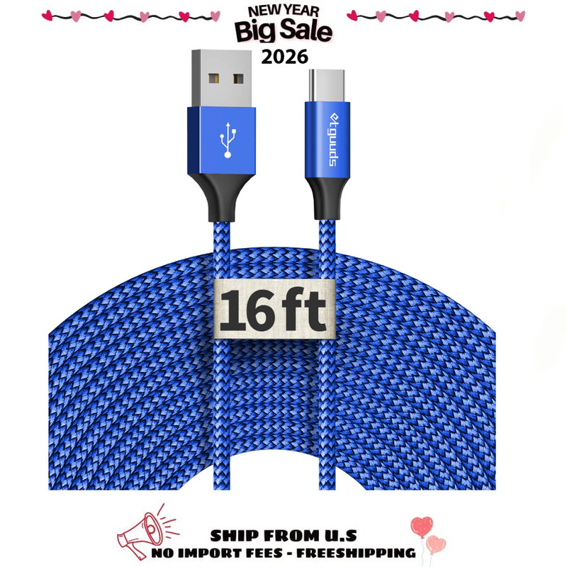 [16ft/5m Extra Long USB C Cable, USB-A 2.0 to USB Type C Cable Fast Charging