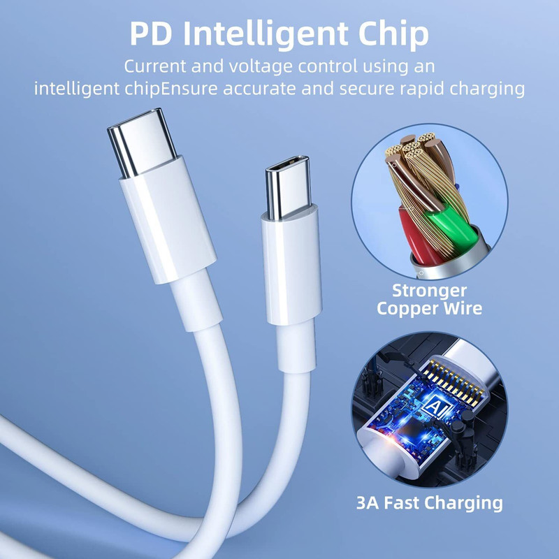 3 Pack 6FT USB-C to USB-C Cable Fast Charge Type C Charging Cord Rapid Charger gallery