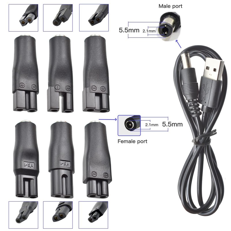 Versatile 5V USB Adapter - 7 PCS for Electric Shavers and Beauty Instruments gallery