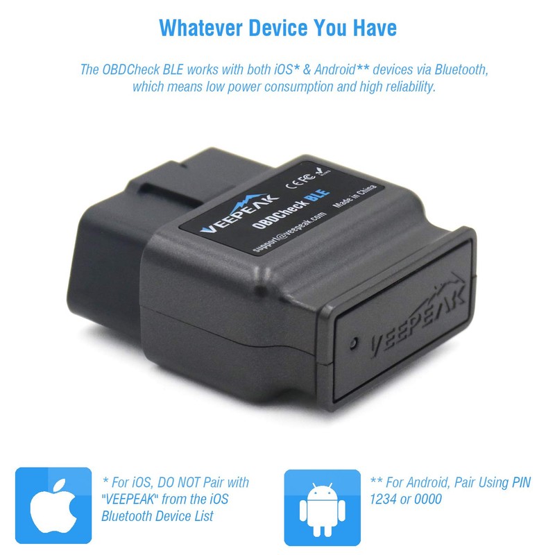 Veepeak OBDCheck BLE OBD2 Bluetooth Scanner Auto OBD II Diagnostic Scan Tool gallery