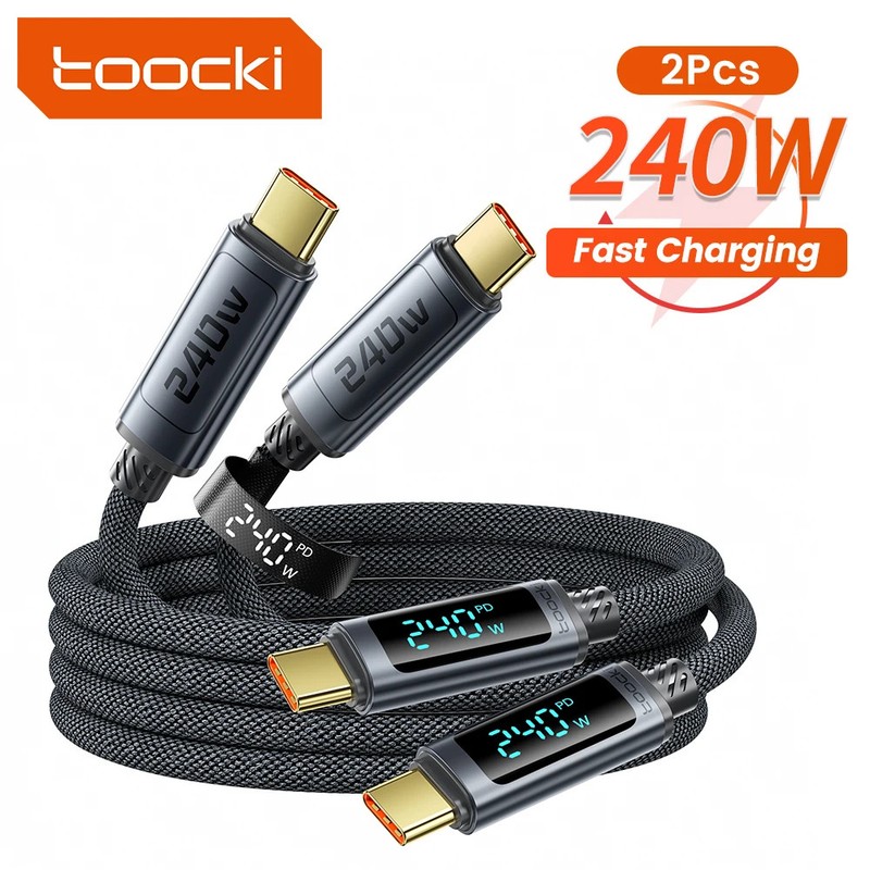 2PCS Toocki 240W USB C Cable PD 3.1 Fast Charging USB Type C To Type C Wire New gallery