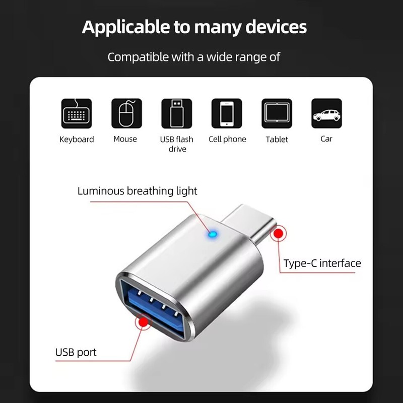 LED USB-C 3.1 Male to USBA Female Adapter Converter OTG Type C Android Phone LOT gallery