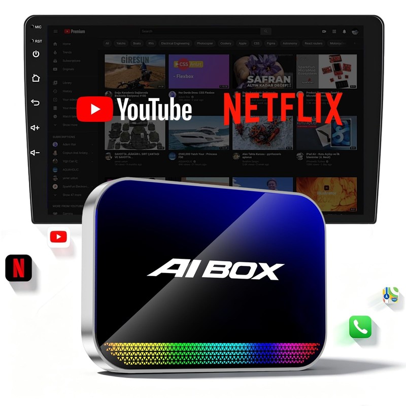 Wireless CarPlay & Android Auto Adapter, AI with TikTok, Built-in Play and Sc…