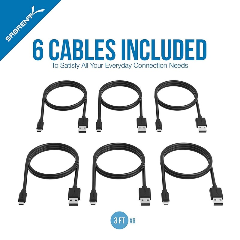 Fast Charge 6-Pack 90 cm Micro USB Cables - Compact and Versatile for Travel gallery