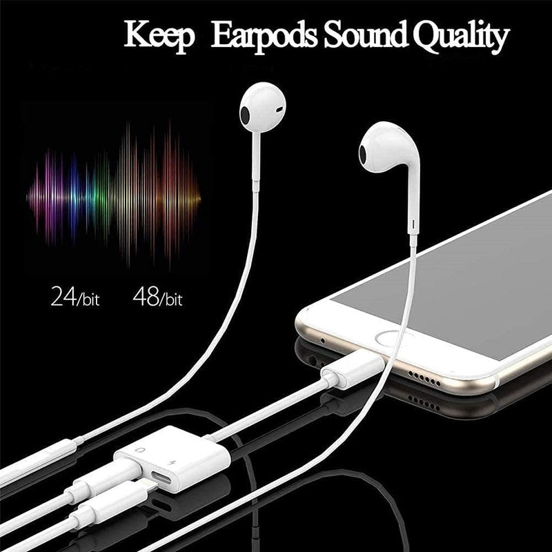 [Apple MFi Certified] Dual Lightning Adapter Splitter for iPhone - AUX + Charger gallery