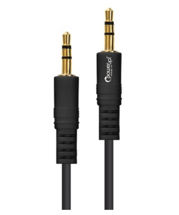 PowerUp! 3 ft Stereo Auxillary Cable Aux Cord with 3.5mm Connectors (BLACK) gallery