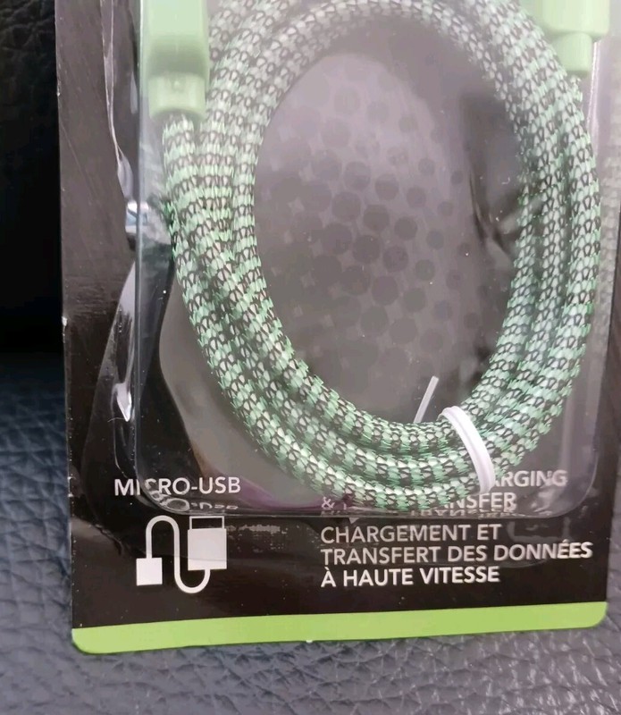 Micro USB Nylon Braided Cable 39", Green gallery