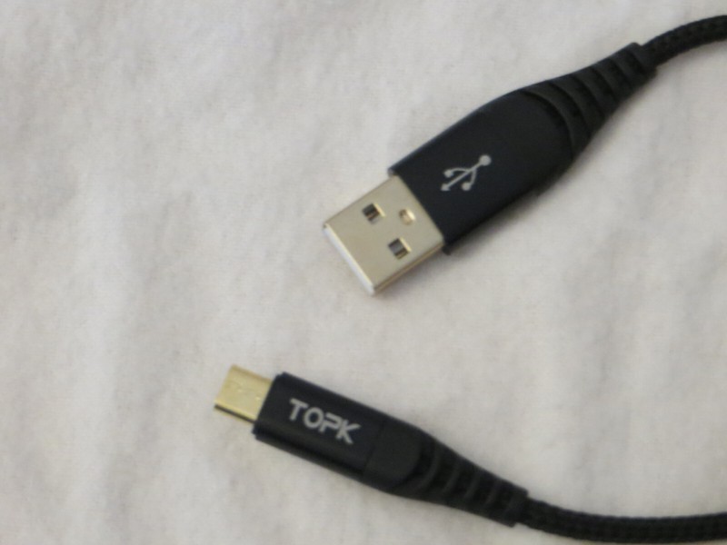 Topk Super Resilient Braided Micro USB Charger Cord Data Cable 3ft Black