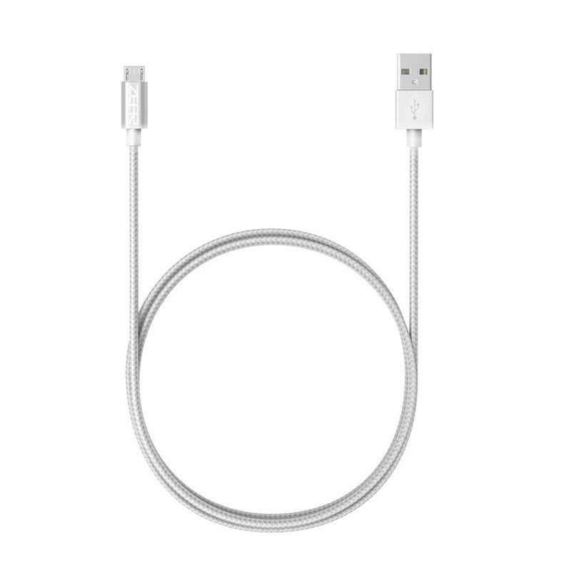 ZEFR 3ft Braided Micro USB Charging & Data Cable (3ft - Silver) Android Devices gallery