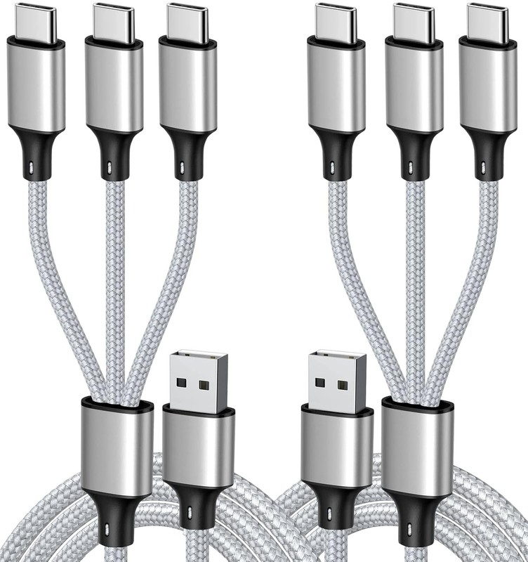 3-in-1 Multi Charging Cable - Fast USB C Splitter with 3 Type-C Ports, 2Pack 4FT gallery