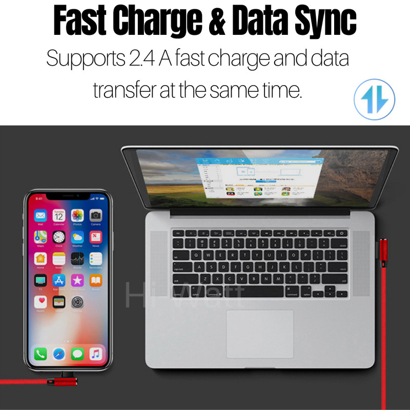 3Pack 6FT 90° Angle USB Fast Charging Cable For iPhone 14 13 8 iPad Charger Cord gallery