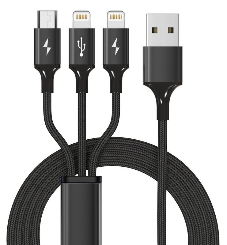 Charging Cable - Universal 3-in-1 Multi-Function Charger (1.2M, Blue) gallery