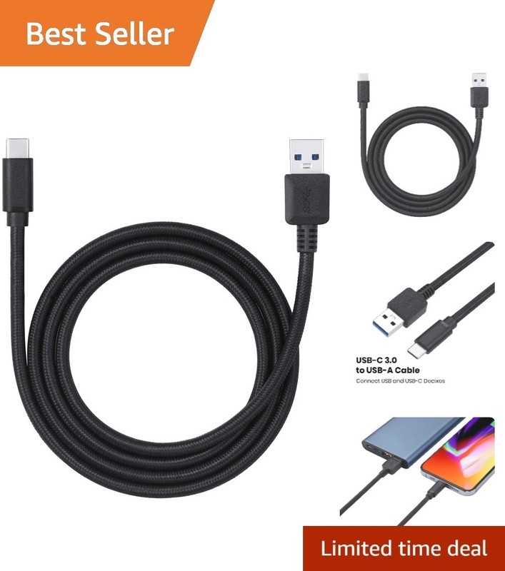 3 Ft. Braided USB Type-C to A Cable for Fast Charging & Data Transfer – Black