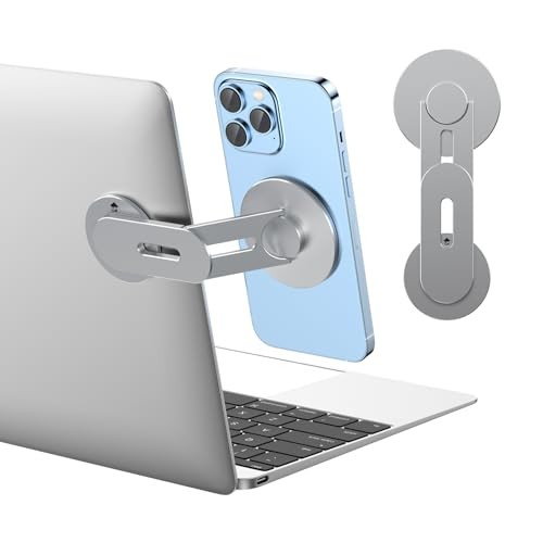 Magnetic Laptop Phone Holder for iPhone 17/16/15/All Phones, 180° Adjustable
