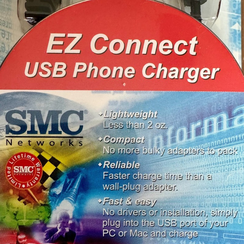 NIB SMC EZ Connect USB Phone Charger Motorola Nokia - 90s & 00s Vintage Mobile gallery