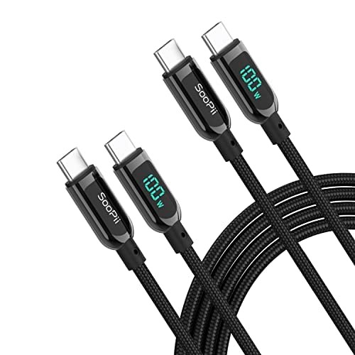 SOOPII 100W USB C to USB C Cable,[10ft,2-Pack],Nylon Braided Fast Charging Ca…