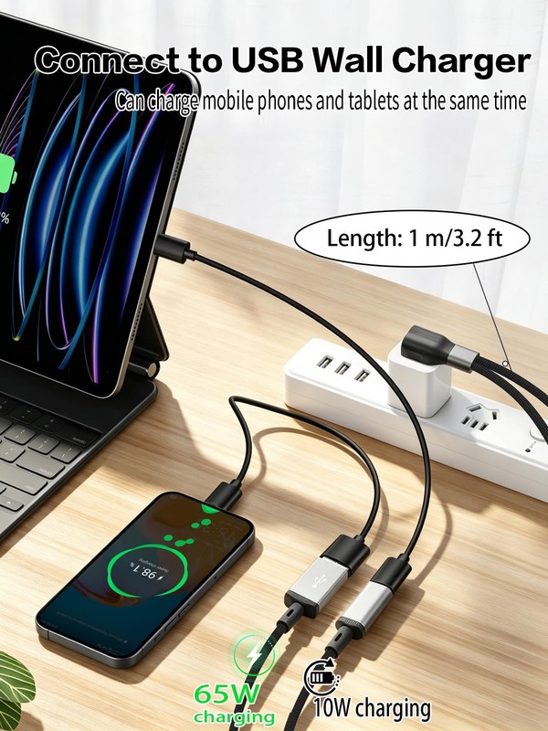 Right Angle USB Splitter Cable 1 in 2 Out USB A 2.0 to Dual USB A/Female Adap... gallery