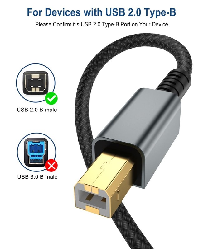 20FT USB Printer Cable, Nylon Braided High Speed USB 2.0 Type A to B Scanner ... gallery
