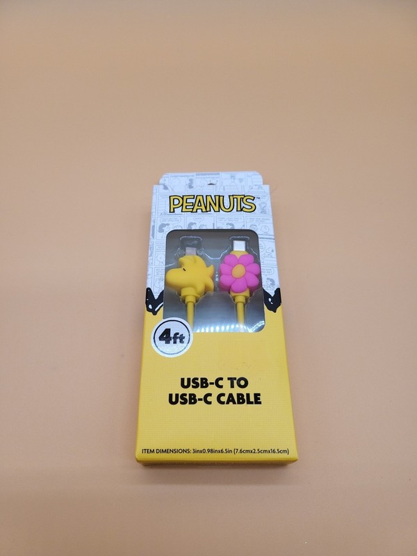Peanuts New 2024 Woodstock and Flower 4Ft USB-C to USB-C Cable