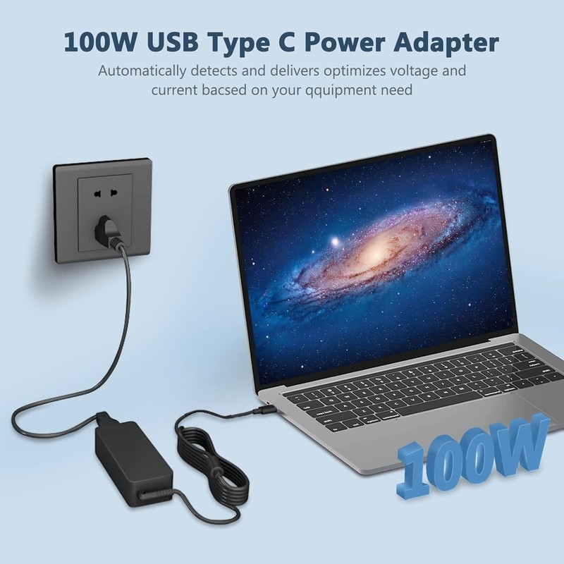 100W USB-C Fast Charger - Ideal for MacBook Air/Pro, iPad, HP, Dell & Lenovo gallery