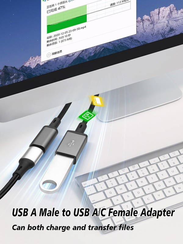 Right Angle USB Splitter Cable 1 in 2 Out USB A 2.0 to Dual USB A/Female Adap... gallery