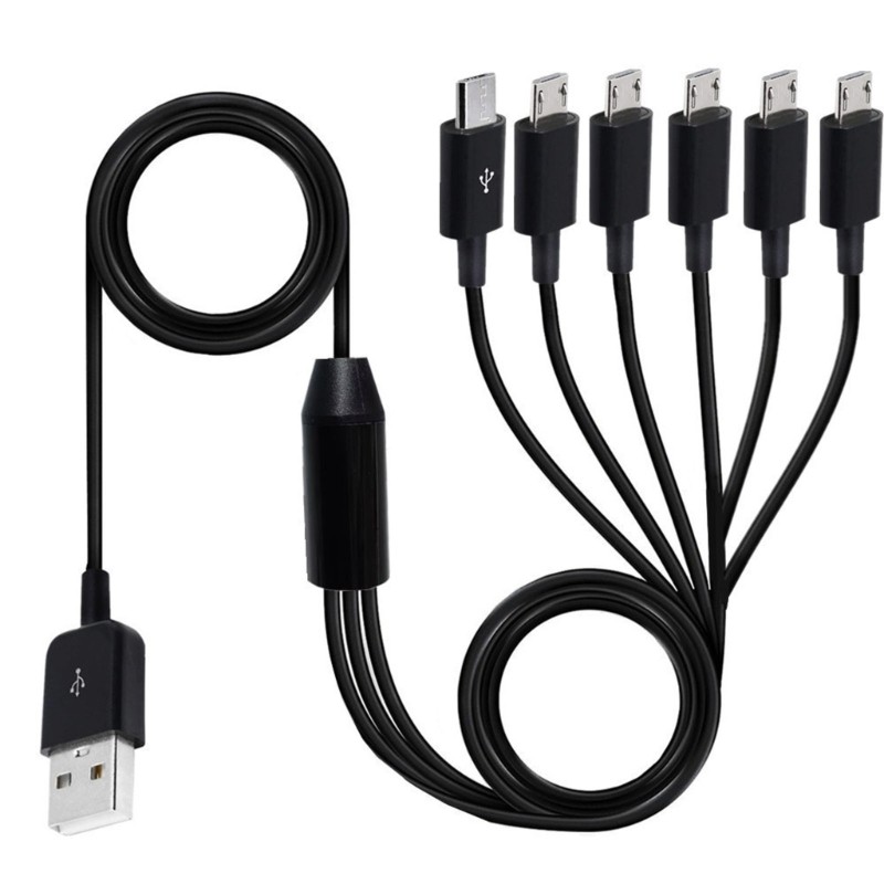 Micro USB Splitter Cable, USB 2.0 Type A Male to Micro USB Male 1 to 6 Cable
