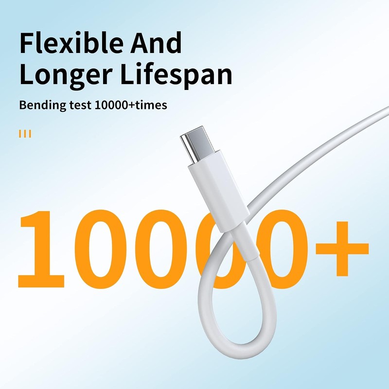 5 Pack White USB A to C Fast Charging Assorted Length gallery