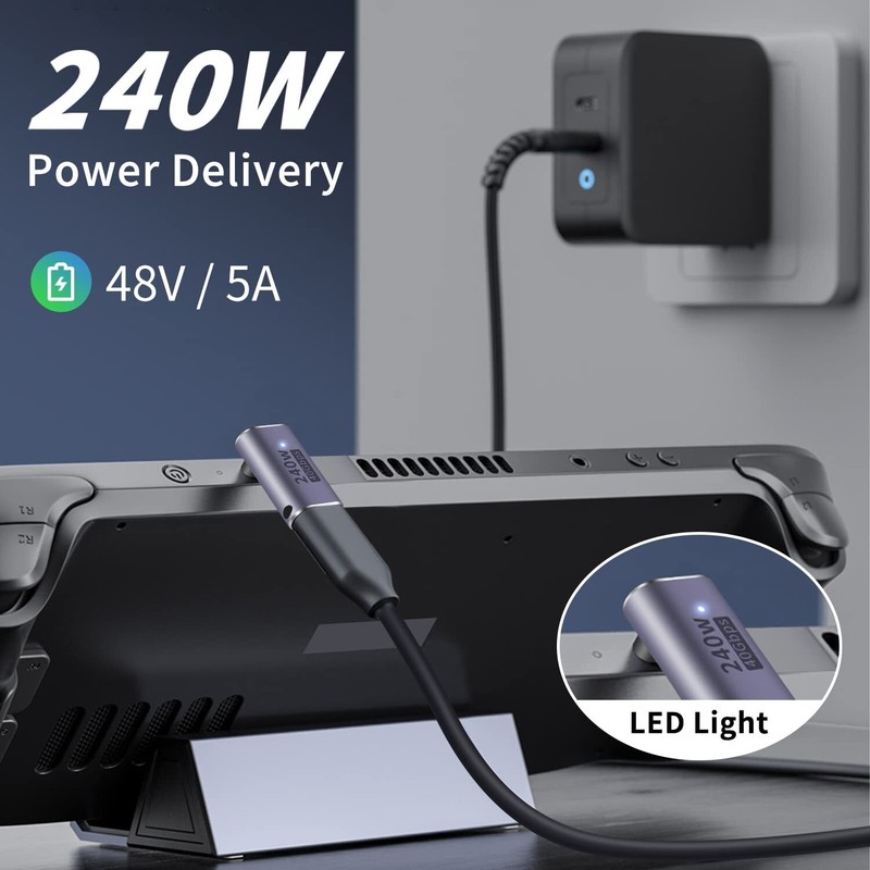 2pcs 240W USB 4 C Adapter Up Down Right Angle Male to Female 40Gbps Connector 8K gallery