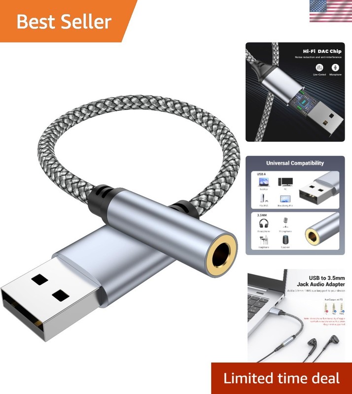 USB External Sound Card – 3.5mm Audio Adapter for Laptops & Consoles